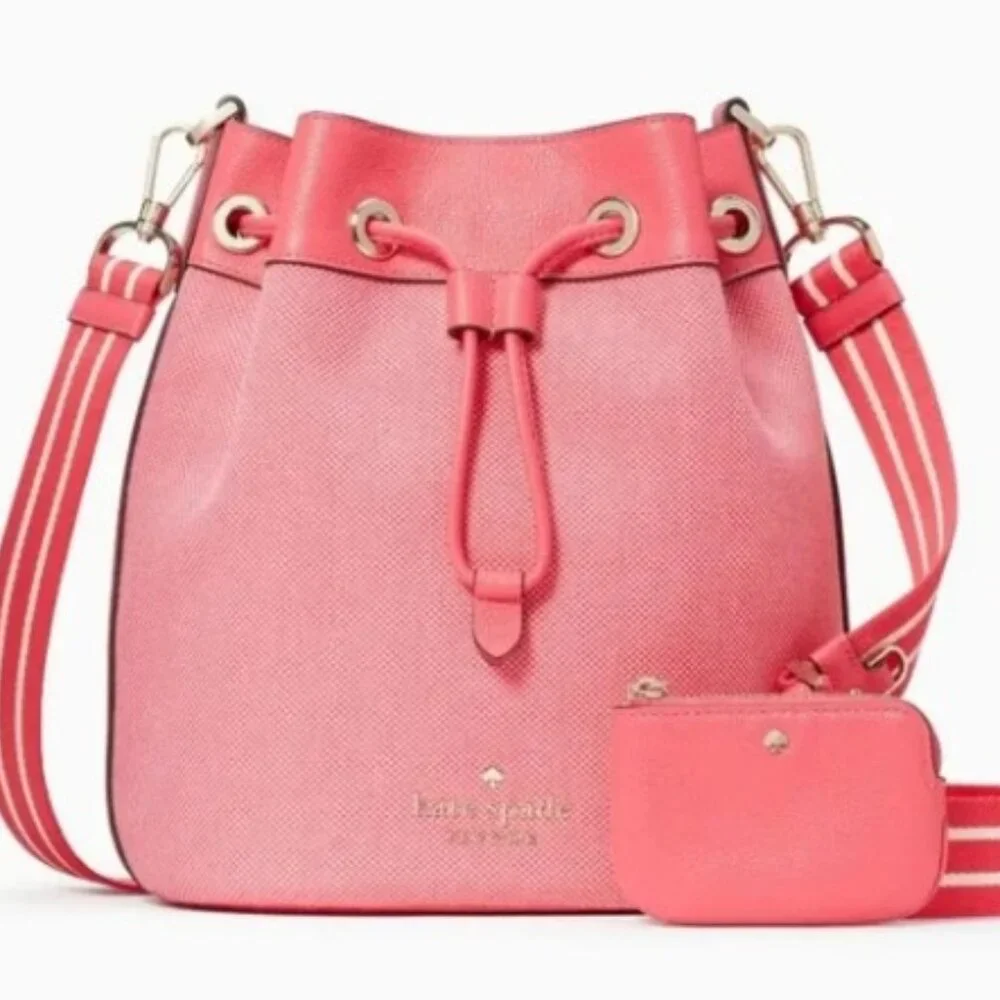 Kate Spade Rosie Canvas Large Bucket Bag Pink Peppercorn NWT!